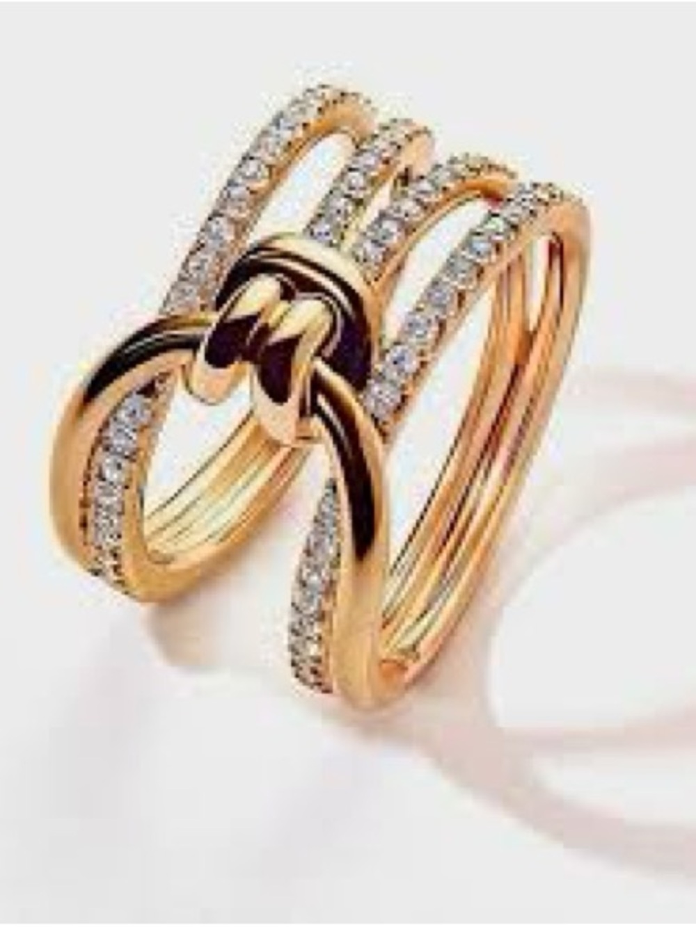 Swarovski Elegant Rose Gold-Tone Crystal Knot Statement Ring